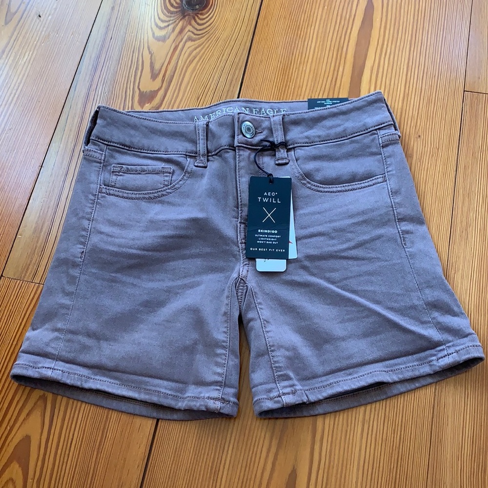 Purple super stretch american eagle shorts